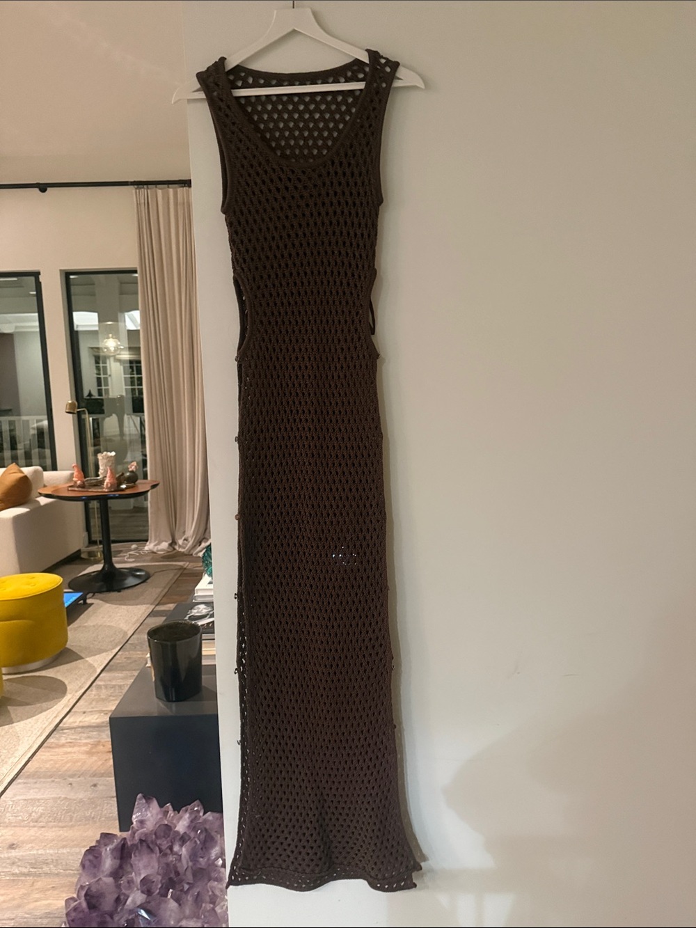 Women’s Brown Crochet Sleeveless Beach Cover Up